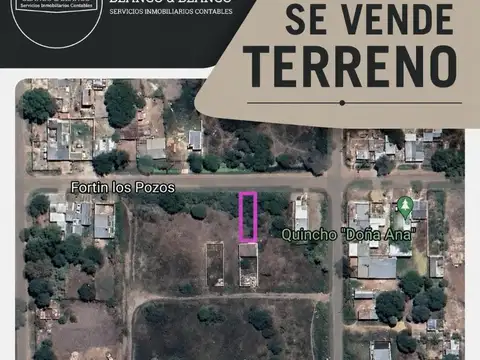 SE VENDE: FORTÍN LOS POZOS Y TIMBO, TERRENO DE 8 X 20 MTS.