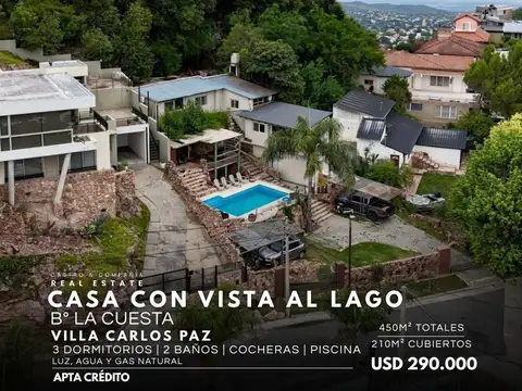 Venta Gran Casa De 3 Dormitorios Con Vista Al Lago En B° La Cuesta, Villa Carlos Paz