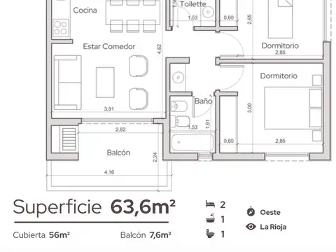 Departamento en Venta de 3 ambientes