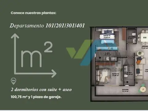 Departamento en Venta de 2 dormitorios