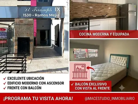 Alquiler Departamento 2ambientes con balcón frente