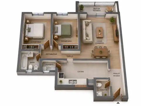 Departamento 4 ambientes con 2 baños