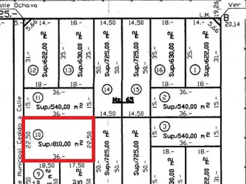 Terreno en Venta de 810,0 m2