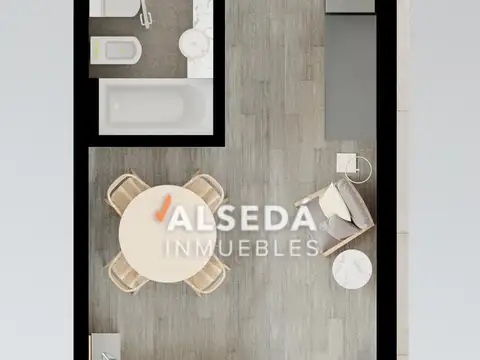 Departamento Monoambiente con 1 baño