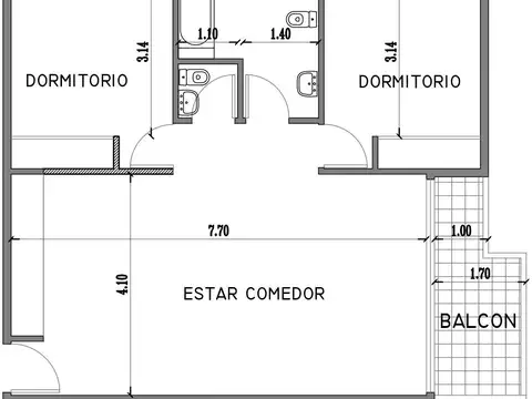 Departamento 3 ambientes con 1 baño