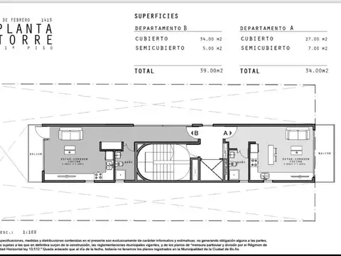 Departamento 3 ambientes con 2 baños