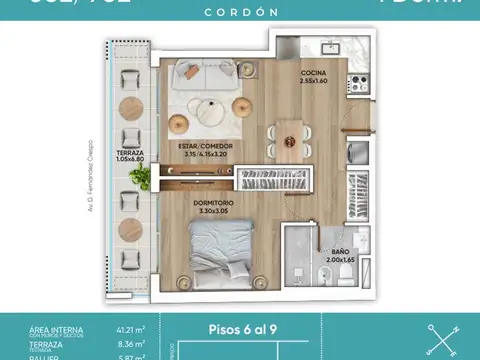 Venta apartamento  1 dorm en Cordón