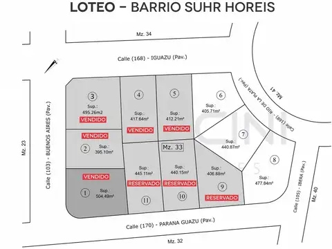 Lotes de 400m2 a 500 m2 - Barrio Parque Suhr Horeis