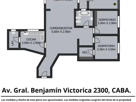 Departamento 3 ambientes con 1 baño