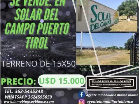 Terreno en Venta en Puerto Tirol, Libertad