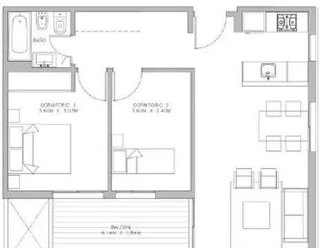 3 Ambientes con Balcón (3.5.02) | PRIMA Caballito