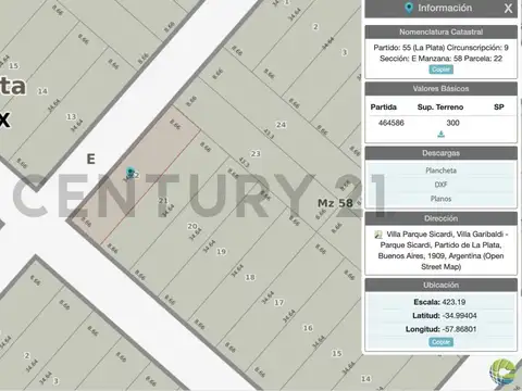 Terreno en Venta 8,66  mts Frente