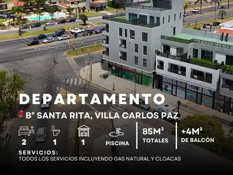 VENTA DEPARTAMENTO A ESTRENAR 2 DOR C/ BALCÓN, COCHERA Y PILETA – AV. SAN MARTÍN, B° SANTA RITA