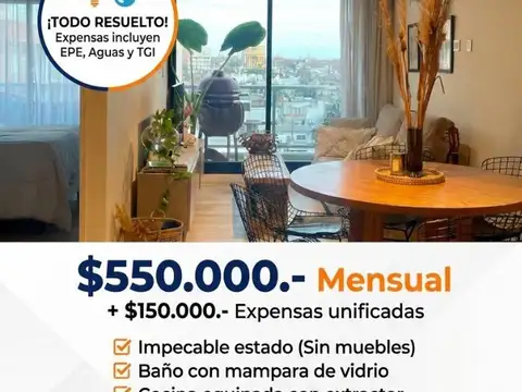 ALQUILER: 1 Dormitorio con Balcón grande - Ituzaingó 1820