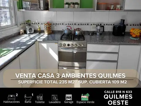 VENTA CASA 3 AMBIENTES QUILMES OESTE