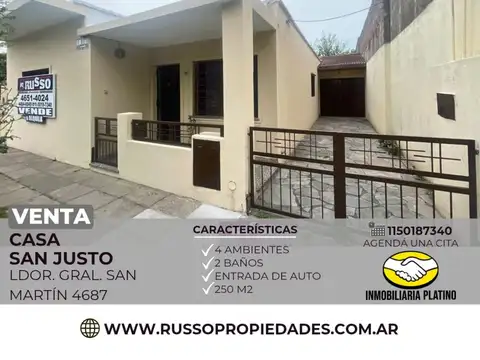 Venta casa 4 ambientes San Justo