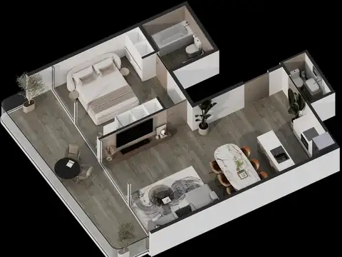 Departamento 2 ambientes con 1 baño