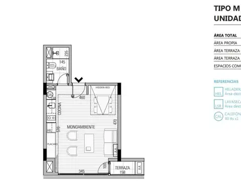 Departamento Monoambiente con 1 baño