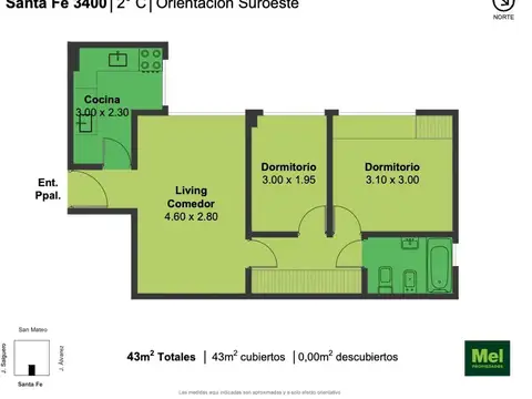Santa Fe 3400, Piso 2