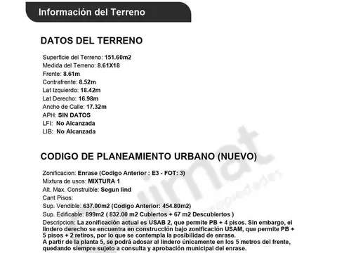Terreno en Venta de 151,0 m2