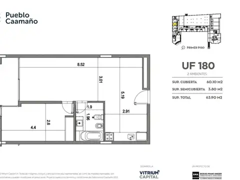 Pueblo Caamaño 600, Piso 1