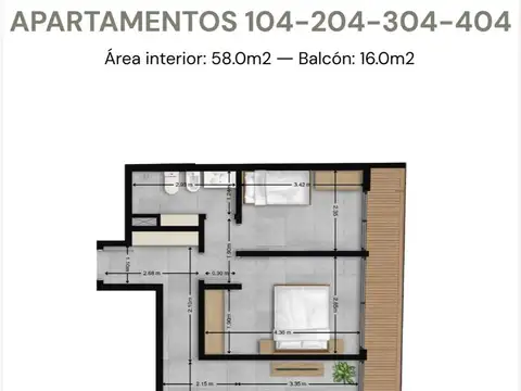 Apartamento 2 dormitorios en Pozo - EUDOKIA
