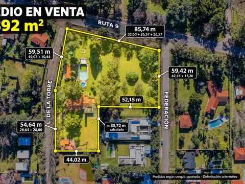 Predio comercial de 7.892 m² sobre Ruta 9 en Funes · una cuadra de frente