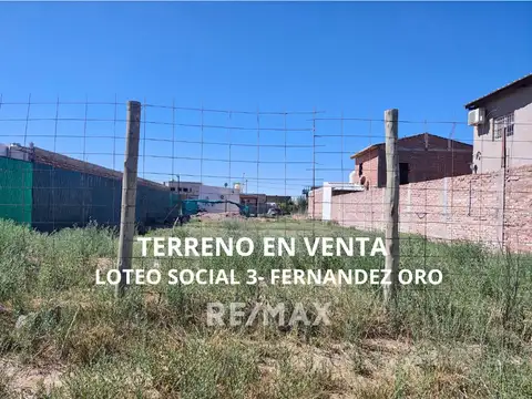TERRENO EN VENTA EN LOTEO SOCIAL 3- FERNANDEZ ORO