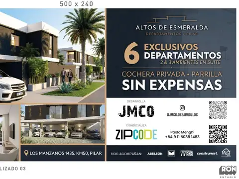Departamento en Venta en La Esmeralda  - Pilar, USD 139.000