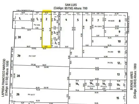 Terreno en Venta 8  mts Frente