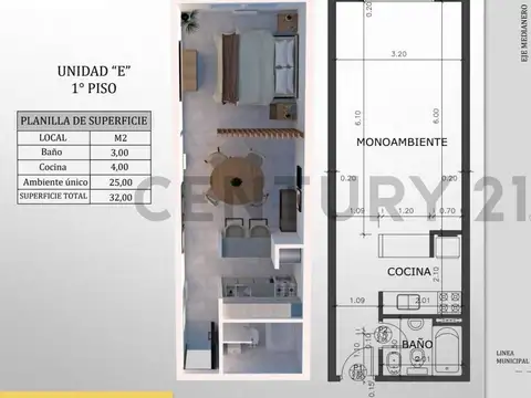 Departamento en Venta de Monoambiente