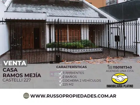 Venta Casa 3 ambientes con cochera en Ramos Mejia Centro