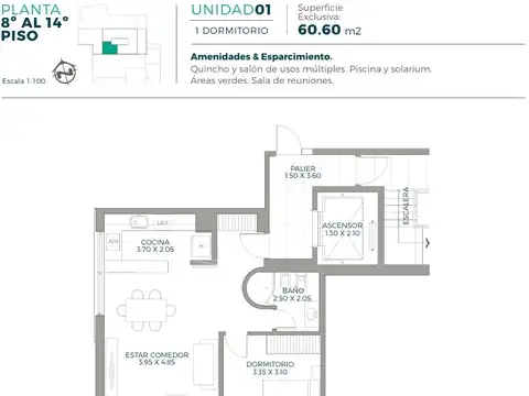 Departamento en Venta de 2 ambientes
