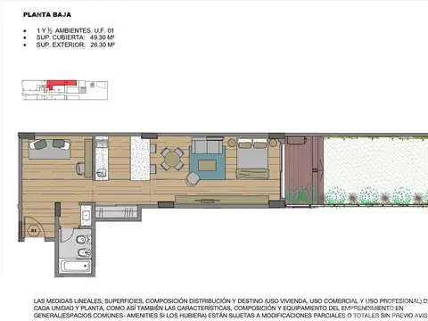 Venta departamento 1 ambiente con patio en Monserrat