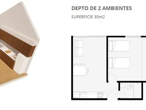 Departamento en Venta de 1 dormitorio