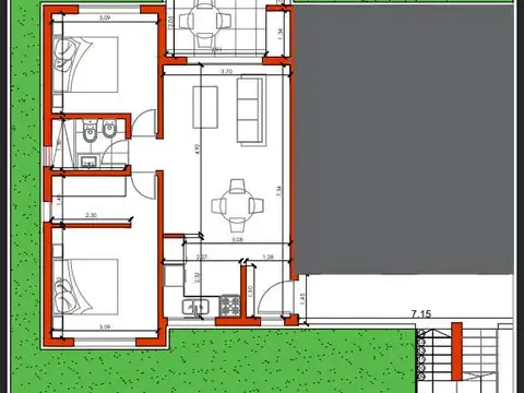 Casa 3 ambientes con 1 baño