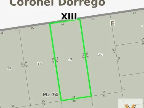 Terreno en Venta 15  mts Frente