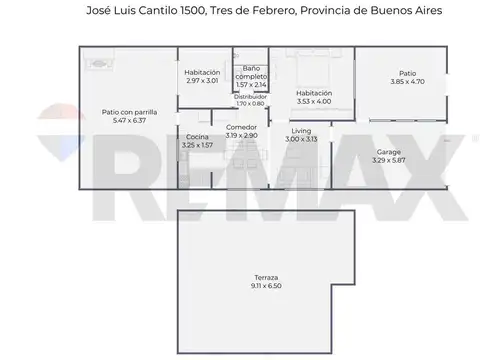 Depto Tipo Casa 3 ambientes con 1 baño
