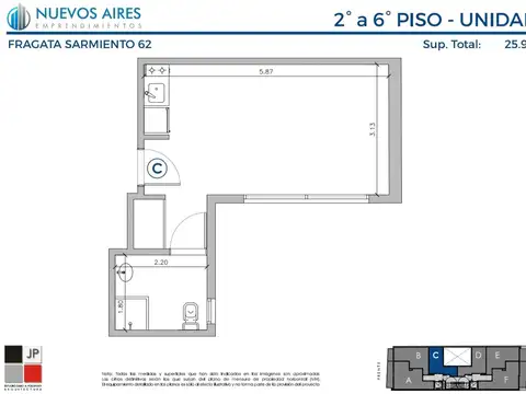 Departamento en el emprendimiento Fragata Sarmiento 62