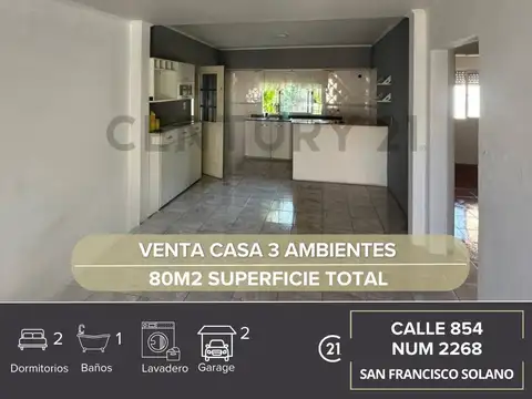 CASA VENTA 3 AMBIENTES SOLANO + COCHERA / APTO CREDITO