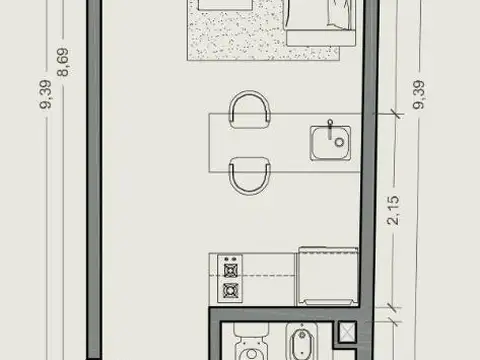 Departamento en Venta de 1 dormitorio
