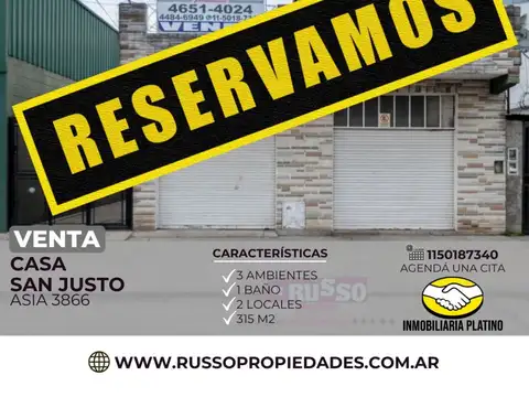 Venta 2 locales y casa 3 ambientes San Justo