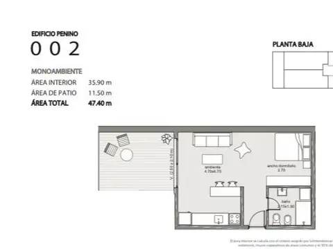 Departamento 4 ambientes con 1 baño