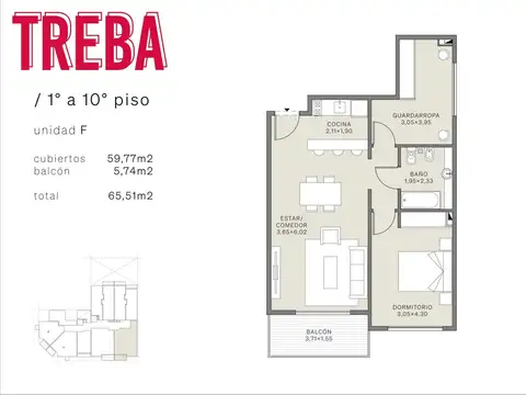 Departamento en Venta de 3 ambientes