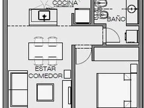 Departamento en Venta de 1 dormitorio