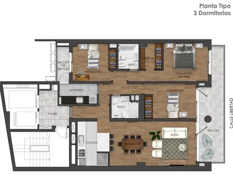 Avenida de Libertad 165 3 dormitorio