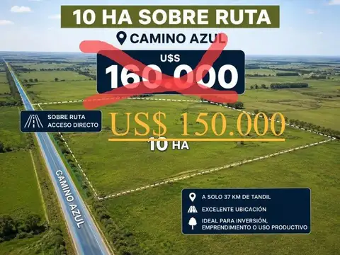 10ha camino Azul a 37km de Tandil