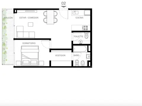 Departamento en Venta de 2 ambientes