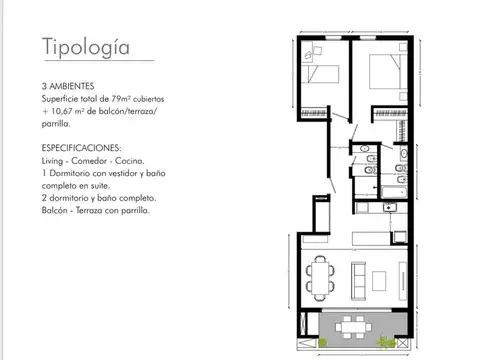 Departamento en Venta de 2 dormitorios