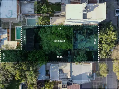 Terreno en Venta de 821,0 m2